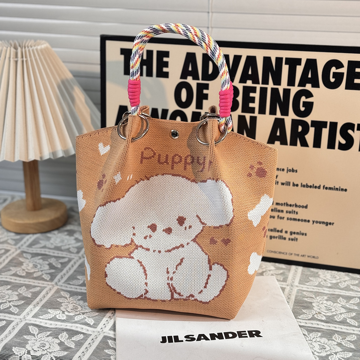 ニットハンドバッグ、ニッチデザインバケットバッグ、トートバッグ、ハンドバッグ、カジュアルで多用途なショルダーバッグ、ニットポータブルバッグ