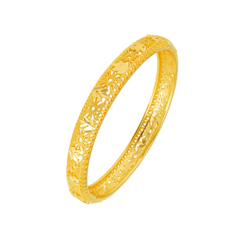 Oro hueco-hacia fuera pulsera de seda estilo Palacio aleación chapado en oro hebilla pulsera mujer boda retro tallado durante mucho tiempo no se desvanece