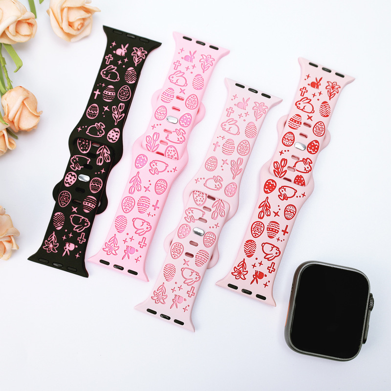 Suitable for Apple Watch Strap Butterfly Clasp Standing Bunny Easter Egg Iwatchs9876Se2 Representative