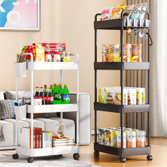 Trolley with double armrests, floor-standing snack bookshelf, kitchen, bathroom, toilet, multi-layer storage, removable with wheels