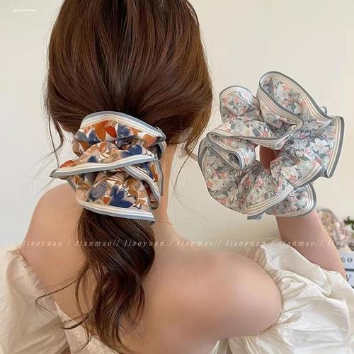 Large intestine hair ring floral headband women's high-end ponytail adult headwear high elastic hair rope headband  new style