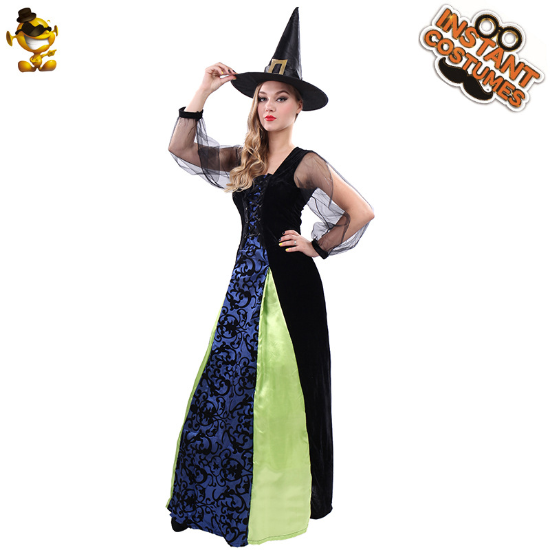 Adulto partido bruja Halloween traje bruja mascarada etapa Cosplay traje