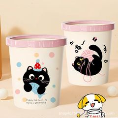 漫画ゴミ箱かわいい家庭用高颜値寝室キッチン寮リビング大容量クリーム风子猫ペーパーバスケット