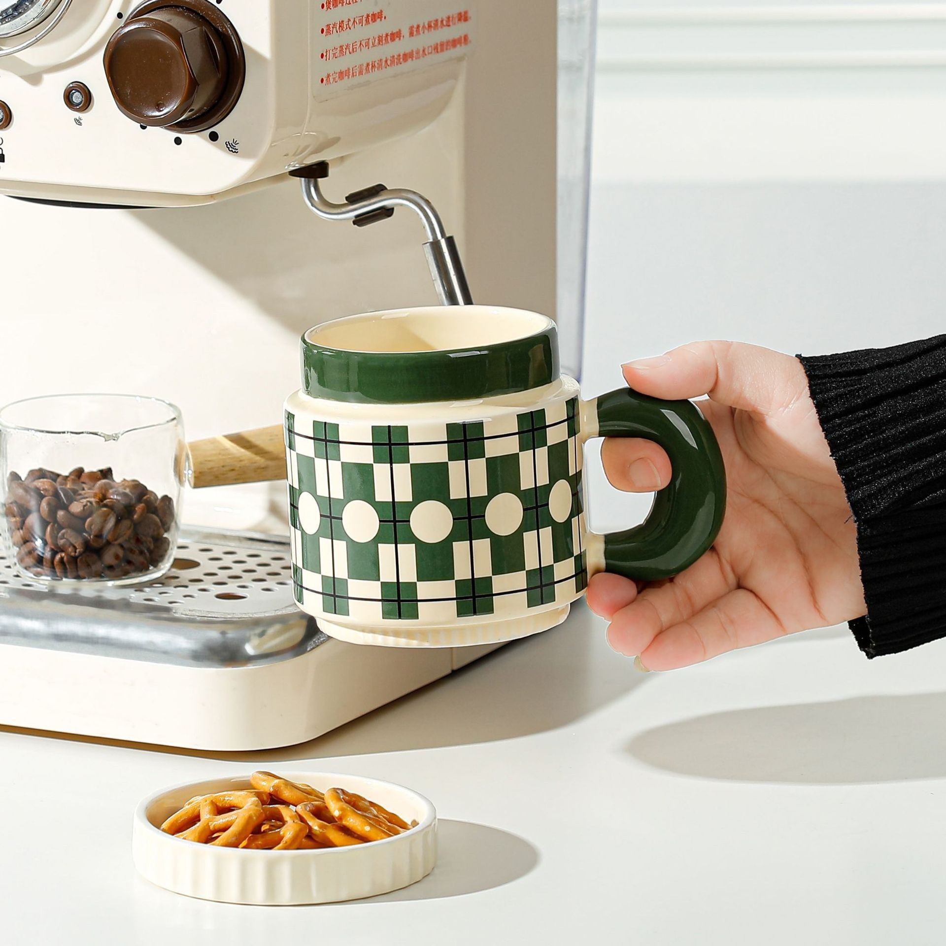 Retro nicho taza de agua taza de cerámica de oficina copas de copas con tapa de regalo de cumpleaños taza de café