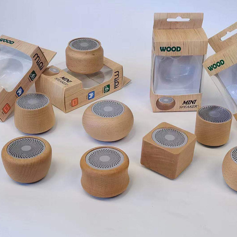 Retro Wooden Bluetooth Speaker Portable Solid Wood Small Audio Creative Gift Mini Subwoofer Printed Logo