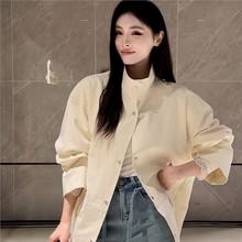 2025春秋新款韩版宽松休闲中长款风衣外套女百搭时尚立领气质上衣