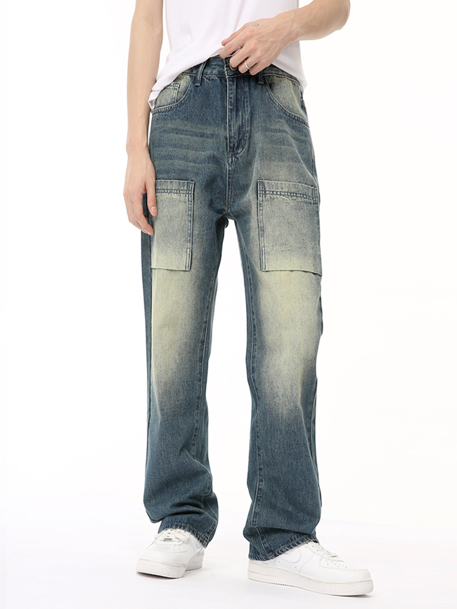 MTLCLOTHES Hombres| 2024 verano nuevos productos de Xiaozhong Gao Street multi-bolsillo diseño de empalme sensación de moda jeans