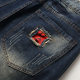 European and American Fashionable Summer Ripped Inner Embroidered Cloth Cuff Color Matching Foldable Nostalgic Color Straight Denim Pants