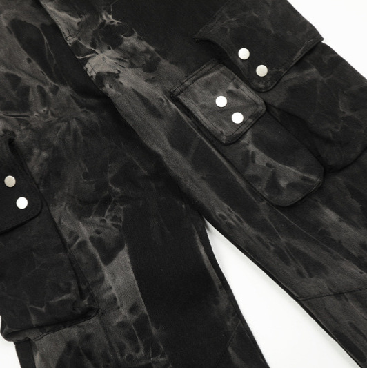 Men's Clothing Street Washed Old Multi-Pocket Workwear Jeans Men's Trendy Cool Fashion Casual Pants Straight Leg Wide Leg Pants_voghion.com