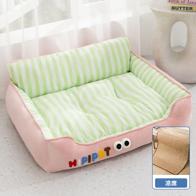 Primavera y verano perros rayas frescas y lindas, ojos grandes, espalda para gatos, sofá para gatos, cuatro estaciones para gatos, mascotas.