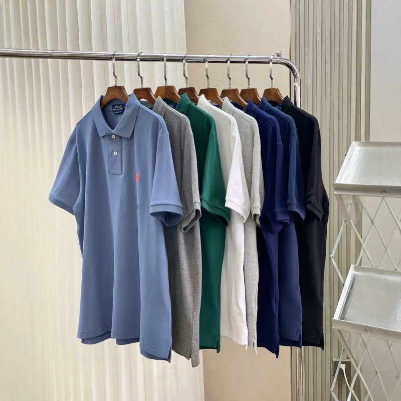 Three-Label Full Ralph Lauren Embroidery Men's Two-Button Polo Shirt, Casual and Versatile