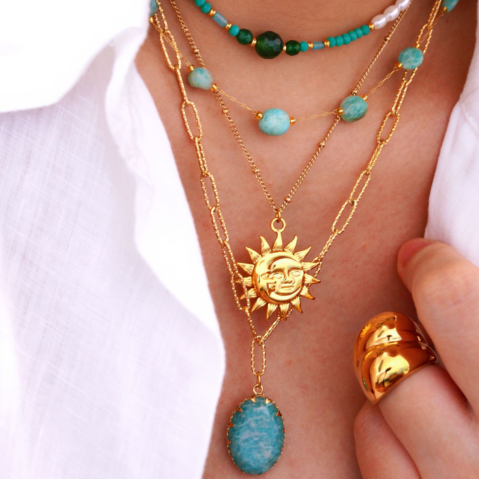 Vintage Style Simple Style Natural Stone Titanium Steel Geometric Women's Jewelry Set display picture 1