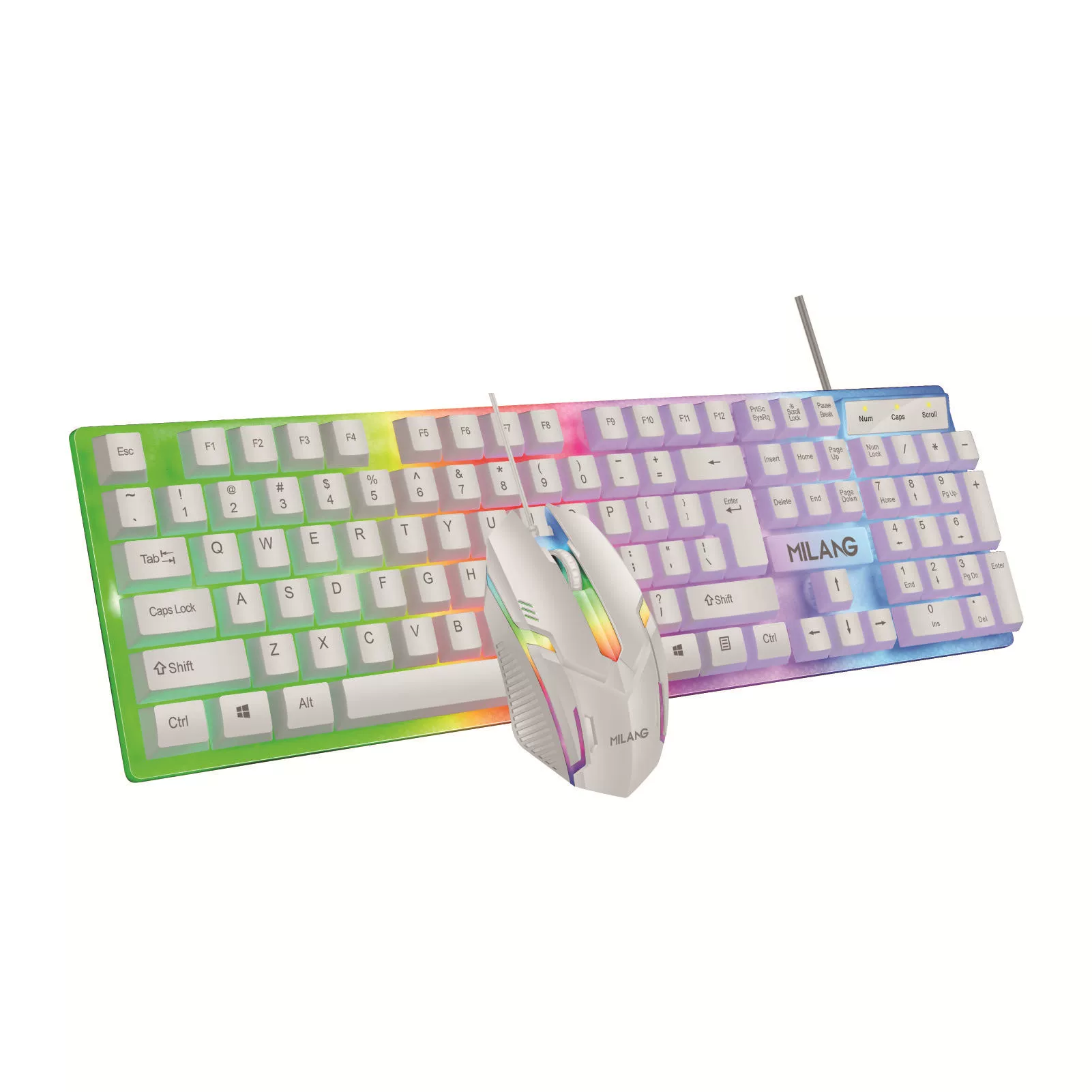 Rainbow Mechanical Keyboard and Mouse Set T6 – RGB, влагостойкий, настраиваемые цвета, проводной