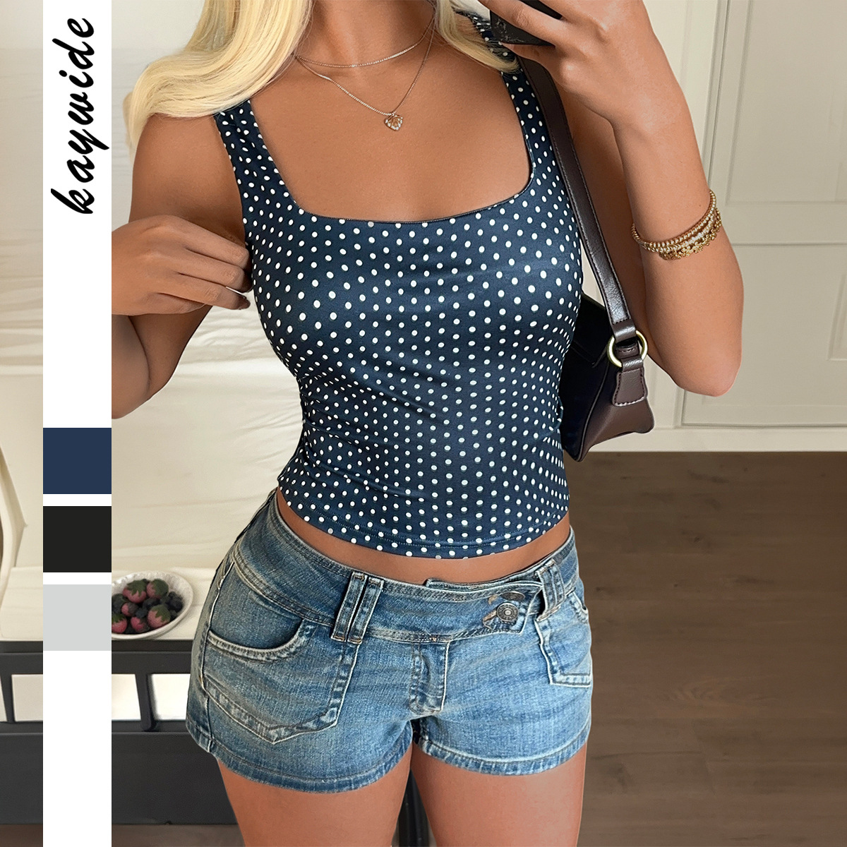 Y2K Minimalist Spaghetti Strap Cami Top For Women, Stretchy Sleeveless Basic Shirt For Trendy Casual Outfits_voghion.com