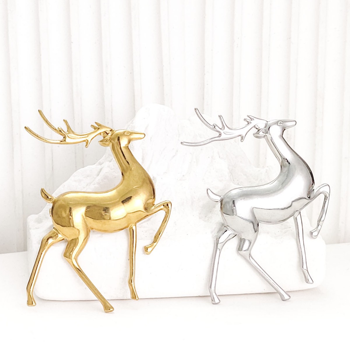 국경 간 고급 금도금 사슴 브로치 세트 액세서리 핀 스테인레스 스틸 광택 브로치 유럽과 미국 남성과 여성