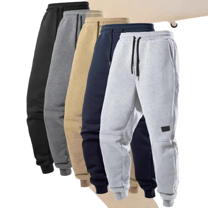 2024 Winter New Amazon Independent Station Threaded Casual fleece-lined Trousers