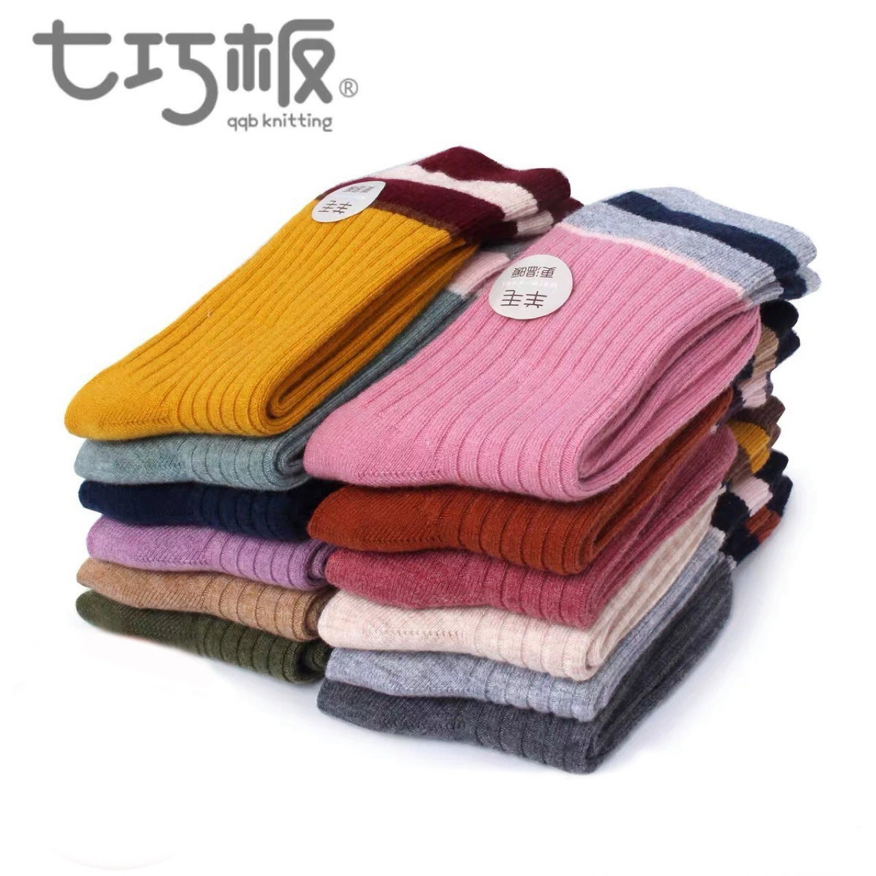 Детские шерстяные носки Tangram оптом, Осень-зима, новые утолщенные теплые дышащие удлиненные детские носки на флисовой подкладке