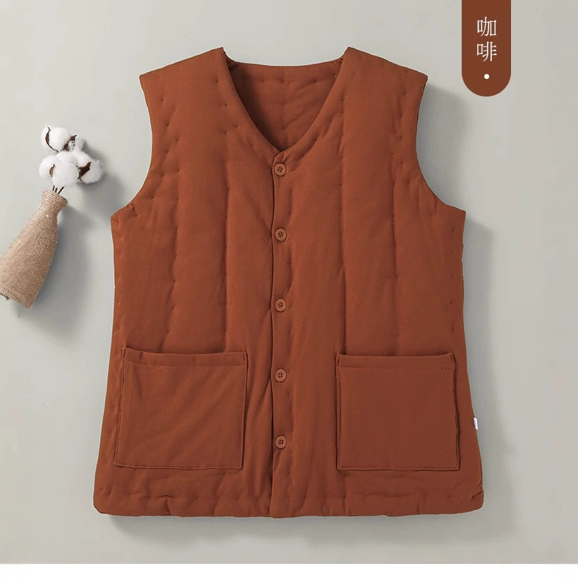 Осенне-зимний теплый тонкий хлопковый жилет ручной работы для среднего и пожилого возраста, утолщенный теплый жилет для домашней одежды