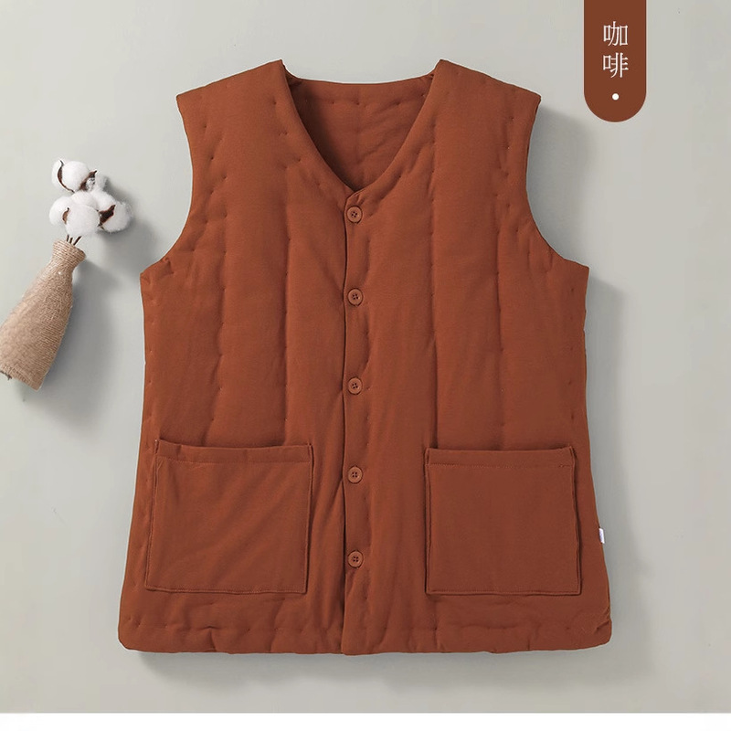 Middle-aged and elderly autumn and winter warm slim handmade cotton vest thickened warm vest home wear