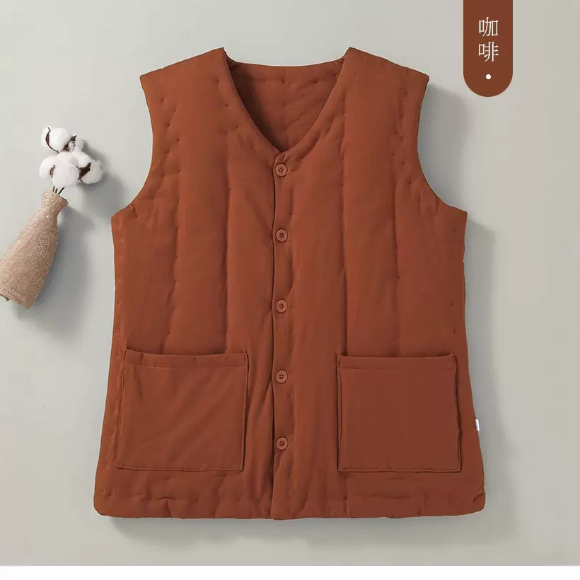 中老年秋冬保暖修身手工棉花马甲加厚保暖背心居家外穿