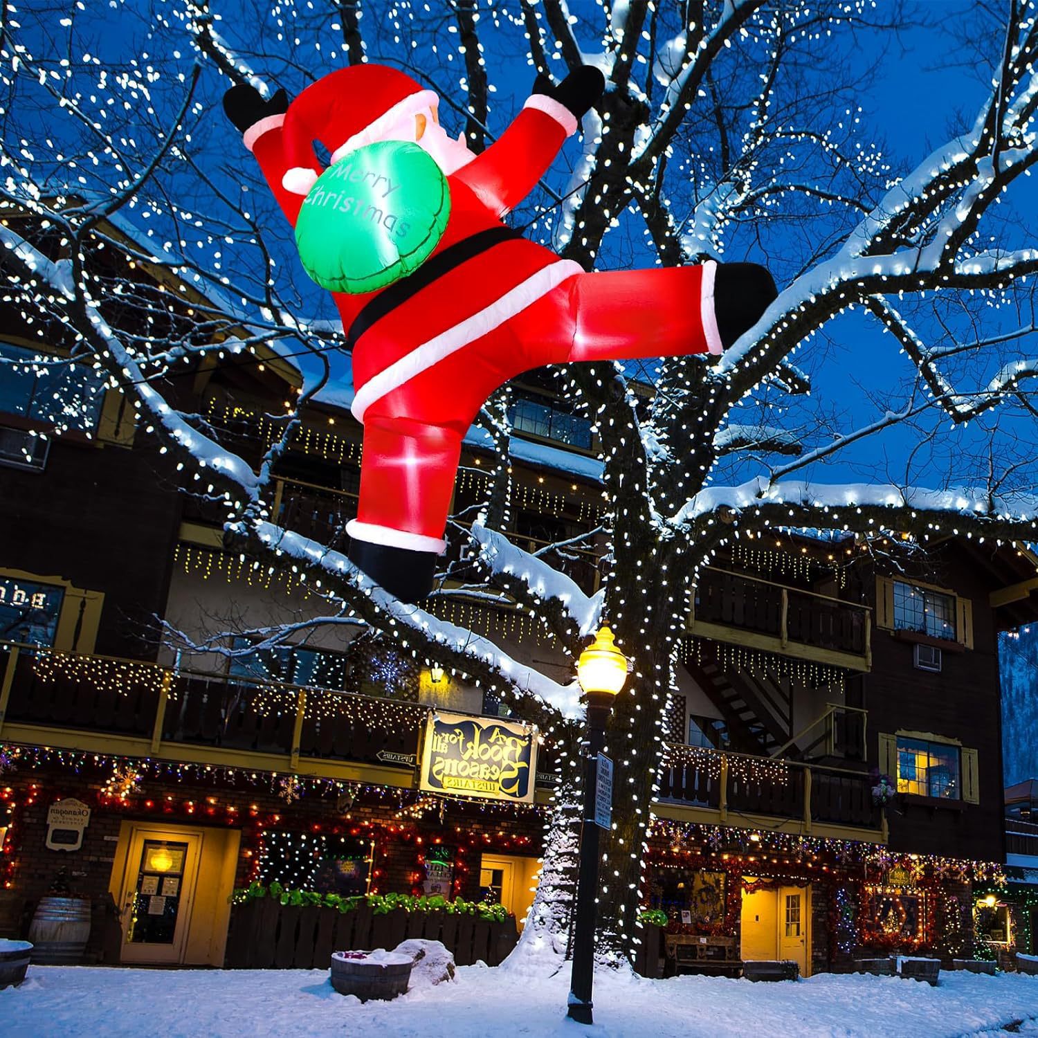 Amazon venta caliente Navidad inflable decoración decoración inflable al aire libre escalada pared inflable santa claus inflable