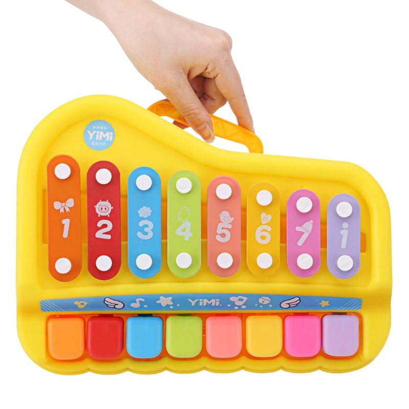 Educativo de ocho tonos de mano golpeando el piano bebé dos en uno xilófono instrumento musical de 8 meses de edad bebé niños música juguete piano