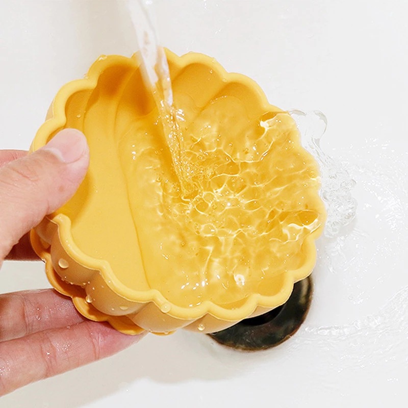 Cuenco de suplemento alimenticio de silicona cuenco de calabaza cuchara de silicona redondo para niños vajilla de entrenamiento de alimentación resistente a las caídas cuenco de silicona para niños