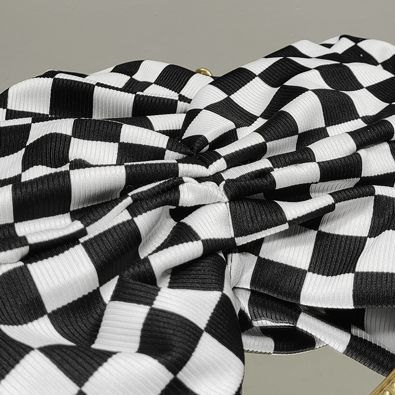 Coiffe corenne  larges bords tricot extensible bandeau  carreaux noir et blanc accessoires de cheveux rtropicture5