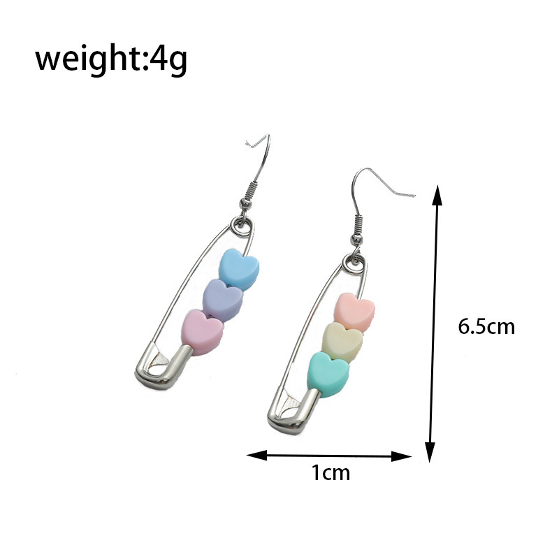 Korean Style Paper Clip Macaron Color Heart Shaped Alloy Earrings Wholesale display picture 1