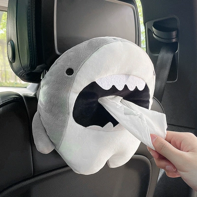 Car Creative Cartoon Plush Tissue Car tissue box/set - as-shown-in-the-figure-tissue-box-three-dimensional-model-shark