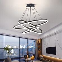 圆环形led餐厅灯轻奢复式楼大厅灯具现代简约大吊灯大气客厅吊灯