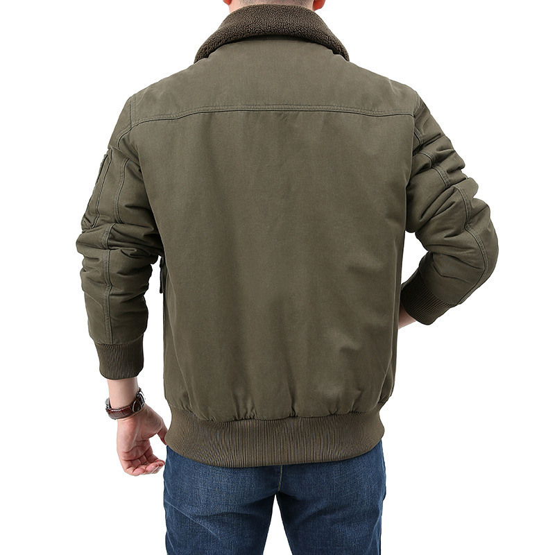 Winter für die Arbeit von Männern, Plüschisolierung, Militär-Jugend-Revers-Baumwolljacke, lockere Größe, Lammkaschmirjacke_voghion.com