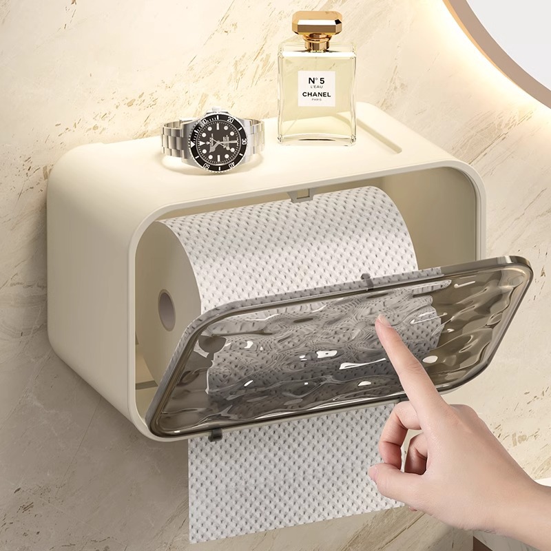 Caja de almacenamiento de papel higiénico rollo de papel rack de almacenamiento caja de pañuelos higiénicos caja de papel higiénico para el hogar caja de pañuelos montada en la pared