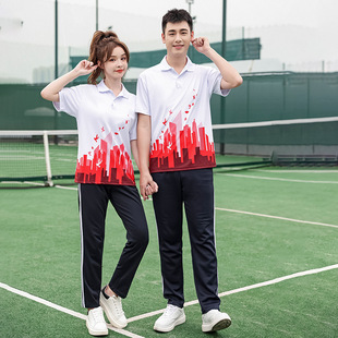 Summer short-sleeved T-shirt trousers sports suit School uniform men's and women's office exercise aerobics volunteer group clothes wholesale