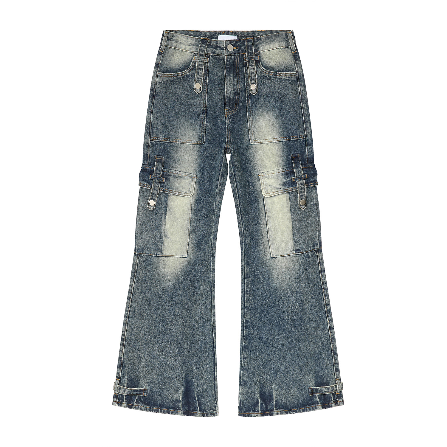 MTLClothes ropa de Hombre | 2024 primavera nueva moda hermosa High Street angustiado diseño Multi-Bolsillo jeans rectos