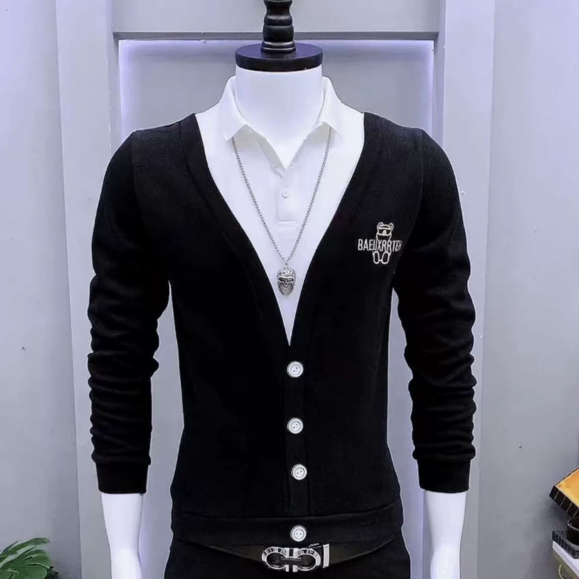 Трендовый набор, толстовка, мужская универсальная рубашка, осень, slim fit