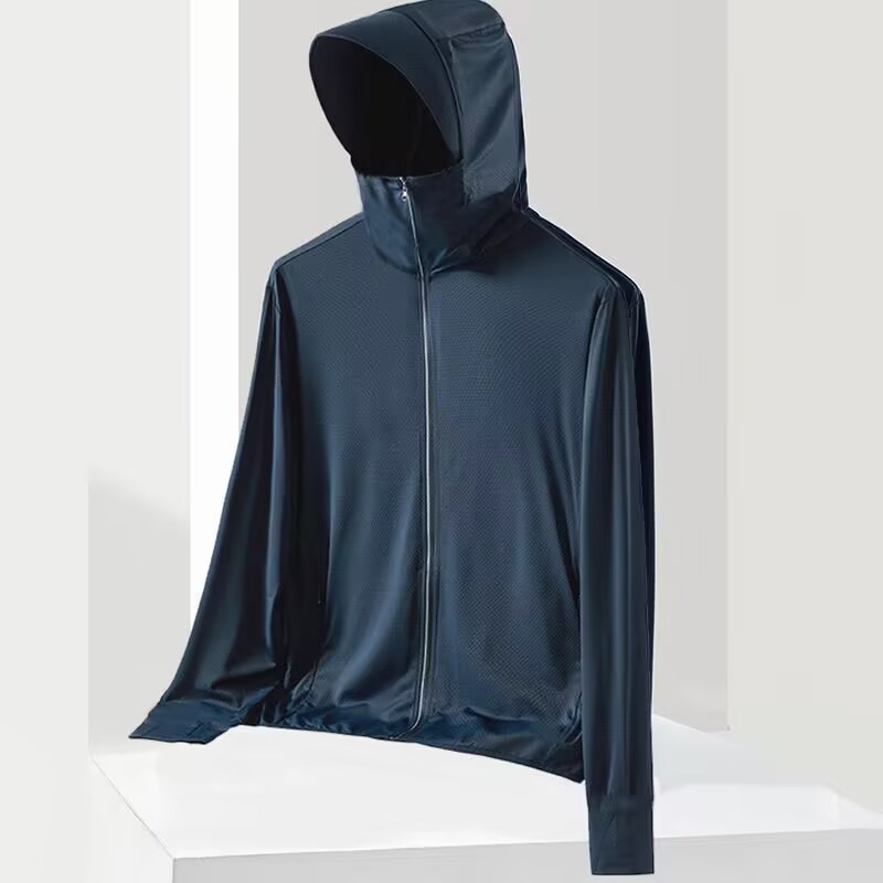 Ropa de protección solar de verano 2025 delgada seda de hielo transpirable anti-UV ropa de pesca al aire libre con chaqueta encapuchada