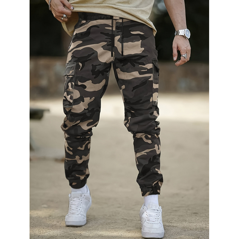 P 61843 Vintage Camo Cargo Joggers Retro Camouflage Jogger Cargo Pants