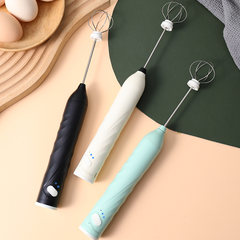 Three-speed electric milk frother handheld mini blender household milk frother stainless steel head whipper egg beater