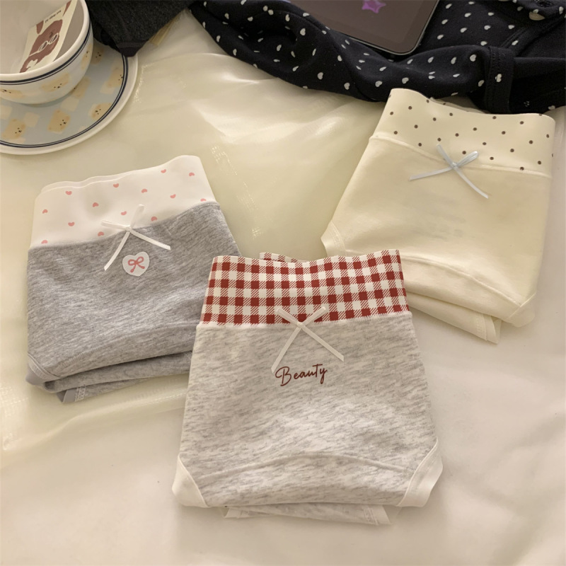 Happiness Brings Luck~ Versatile 10A Extended Pure Cotton Antibacterial Crotch Patchwork Sweet Girls' Panties Briefs