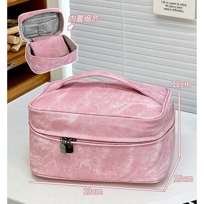 Nueva bolsa de maquillaje denim de alto rendimiento viaje multifuncional bolsa de lavado portátil de gran capacidad bolsa de almacenamiento de maquillaje