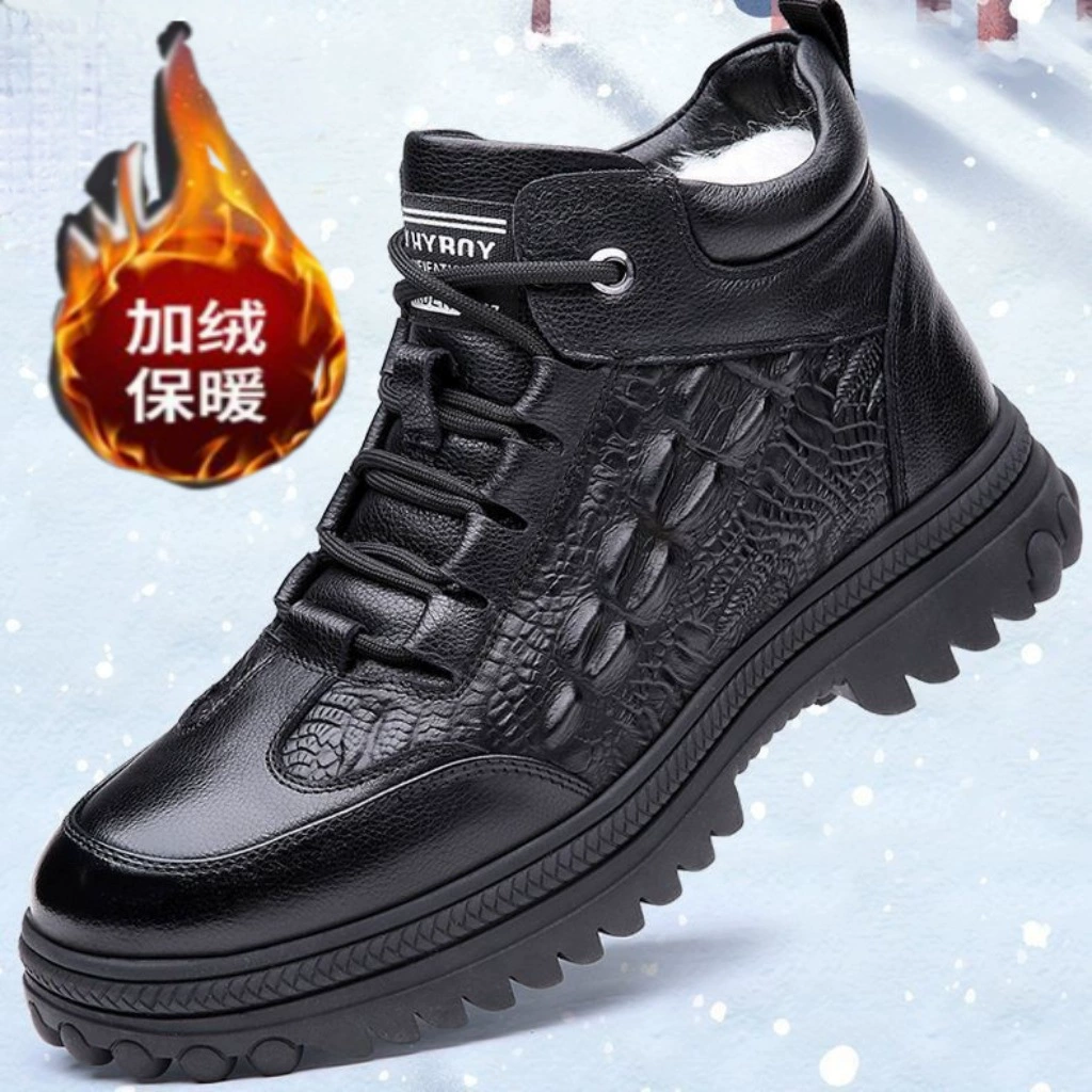 Мужская хлопчатобумажная обувь зимой теплая и бархатная нескользящая мужская повседневная хлопковая обувь