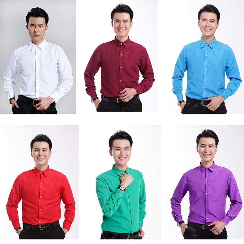 Men's Color Shirt Stage Costume Graduation Season Photo Chorus Long Sleeve Solid Color Shirt Photo Studio Photo Portrait Men's Color Shirt Stage Costume Graduation Season Photo Chorus Long Sleeve Solid Color Shirt Photo Studio Photo Portrait