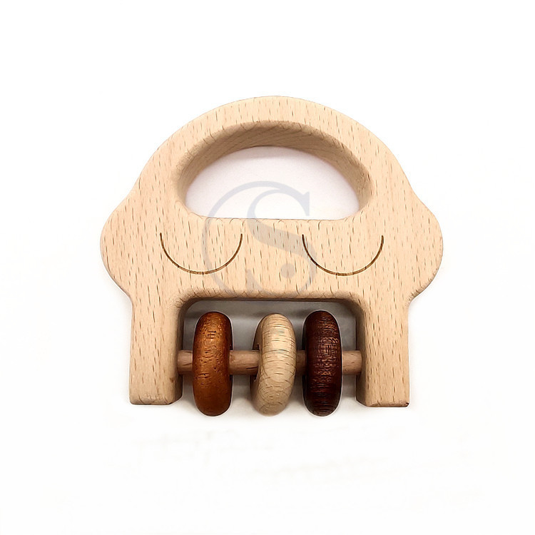 木製幼児おもちゃガラガラおしゃぶり赤ちゃん 100 日写真小道具アクセサリーおもちゃ木製リング