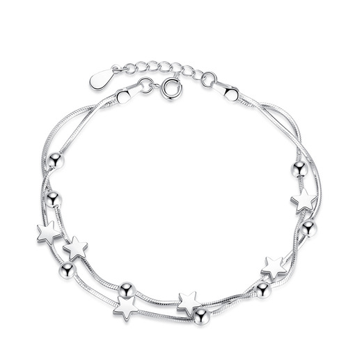 Weihua bracelet wholesale five-pointed star square sugar ball beads Korean style fashionable silver bracelet for women Kuaishou jewelry