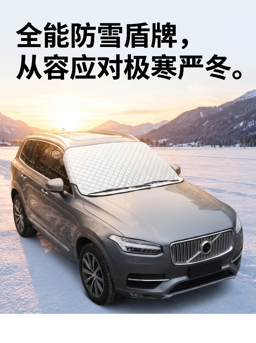 Car snow cover for front windshield, snow protection car cover, sunshade, snow protection, frost protection, anti-freeze, winter windshield and rear car cover