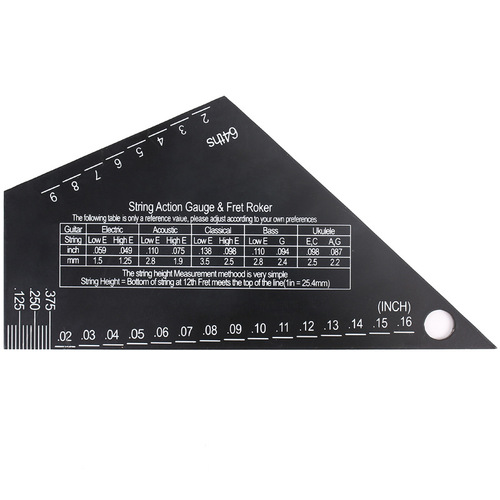 Stainless steel black guitar ruler, guitar measuring ruler, folk electric bass guitar leveling ruler, guitar string spacing ruler