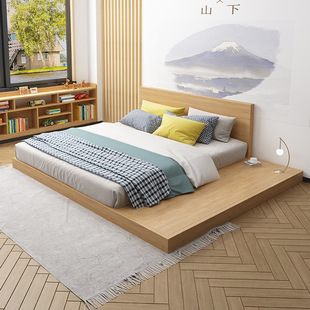 Japanese-style ins-style tatami bed 1.5m 1.8 m single and double economical floor-to-floor board bed floor-to-floor low bed