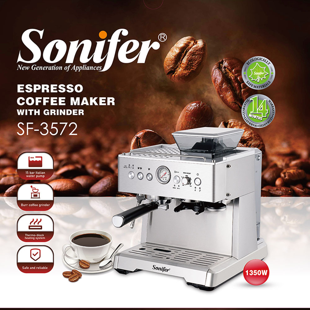 Sonifer transfronterizo hogar molienda integrada cafetera italiana cafetera SF-3572