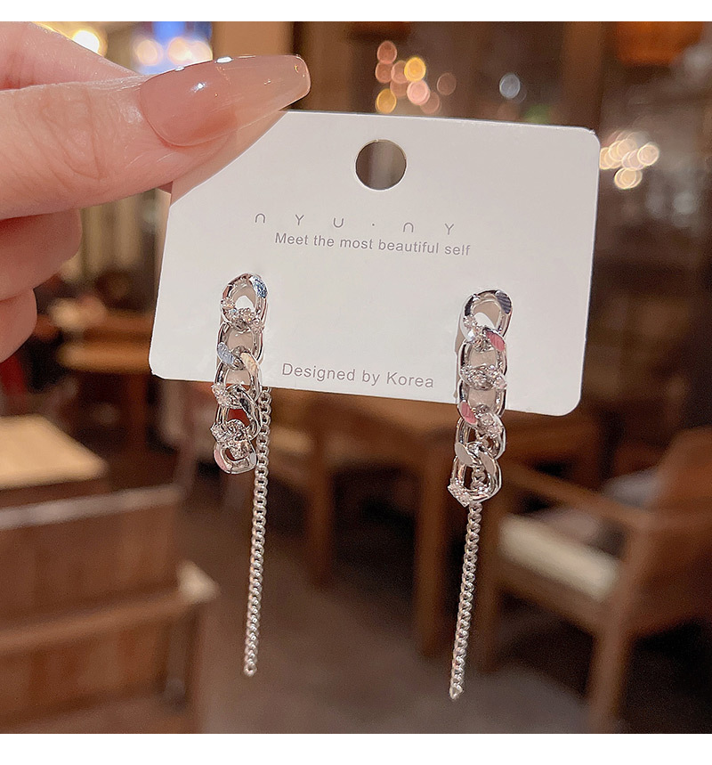 Hip-Hop Geometric Copper Inlay Zircon Earrings 1 Pair